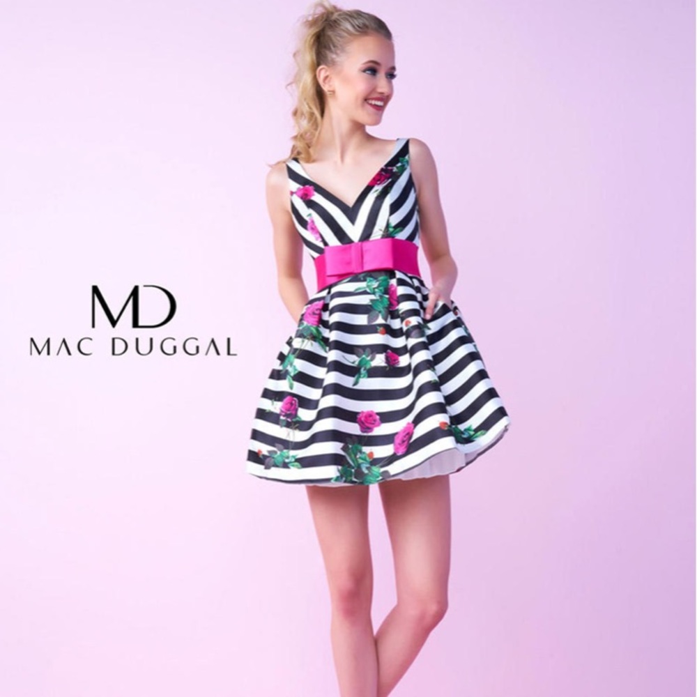 Mac Duggal Stripe Dress 30329C